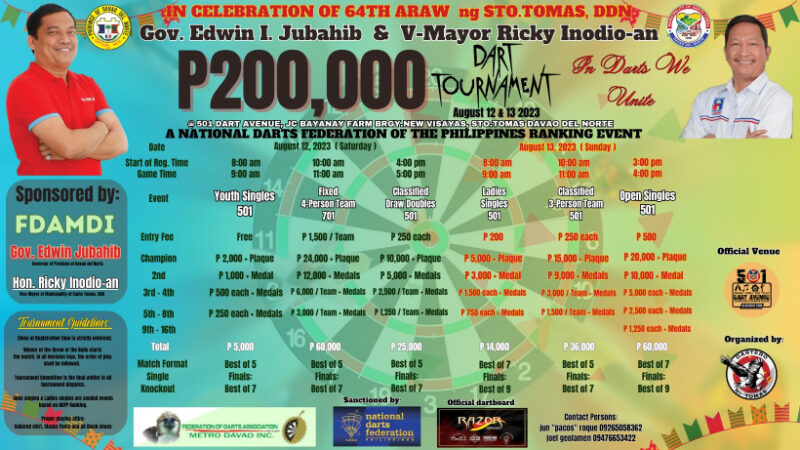 P200,000 64th Araw ng Sto. Tomas, Davao Del Norte Darts Tournament