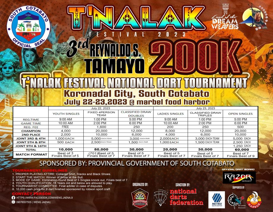 P200,000 Tnalak Festival 2023 National Dart Tournament