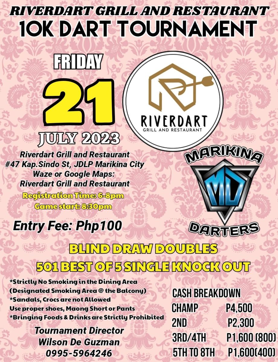 RiverDart Grill and Restaurant 10k Darts Tournament (July 21)