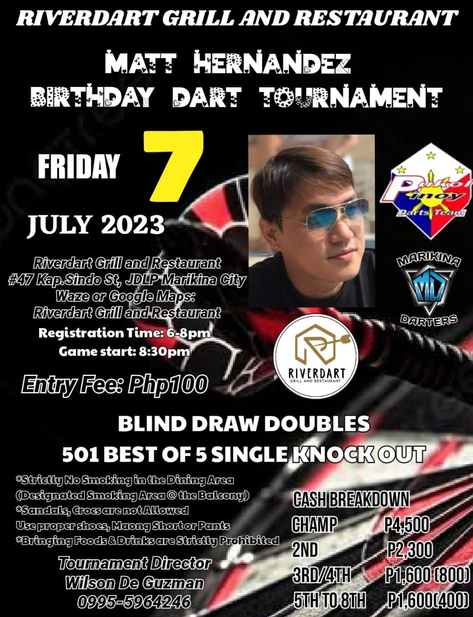 RiverDart Grill and Restaurant Matt Hernandez Birthday Darts Tournament