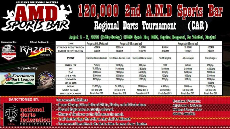 P120,000 2nd A.M.D. Sports Bar Regional Darts Tournament